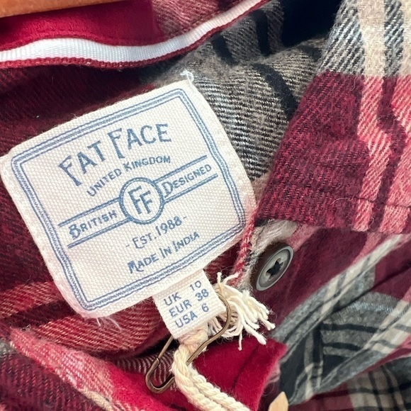 NWT Fat Face OLIVIA CHECK SHIRT DARK RED Flannel - Picture 12 of 14